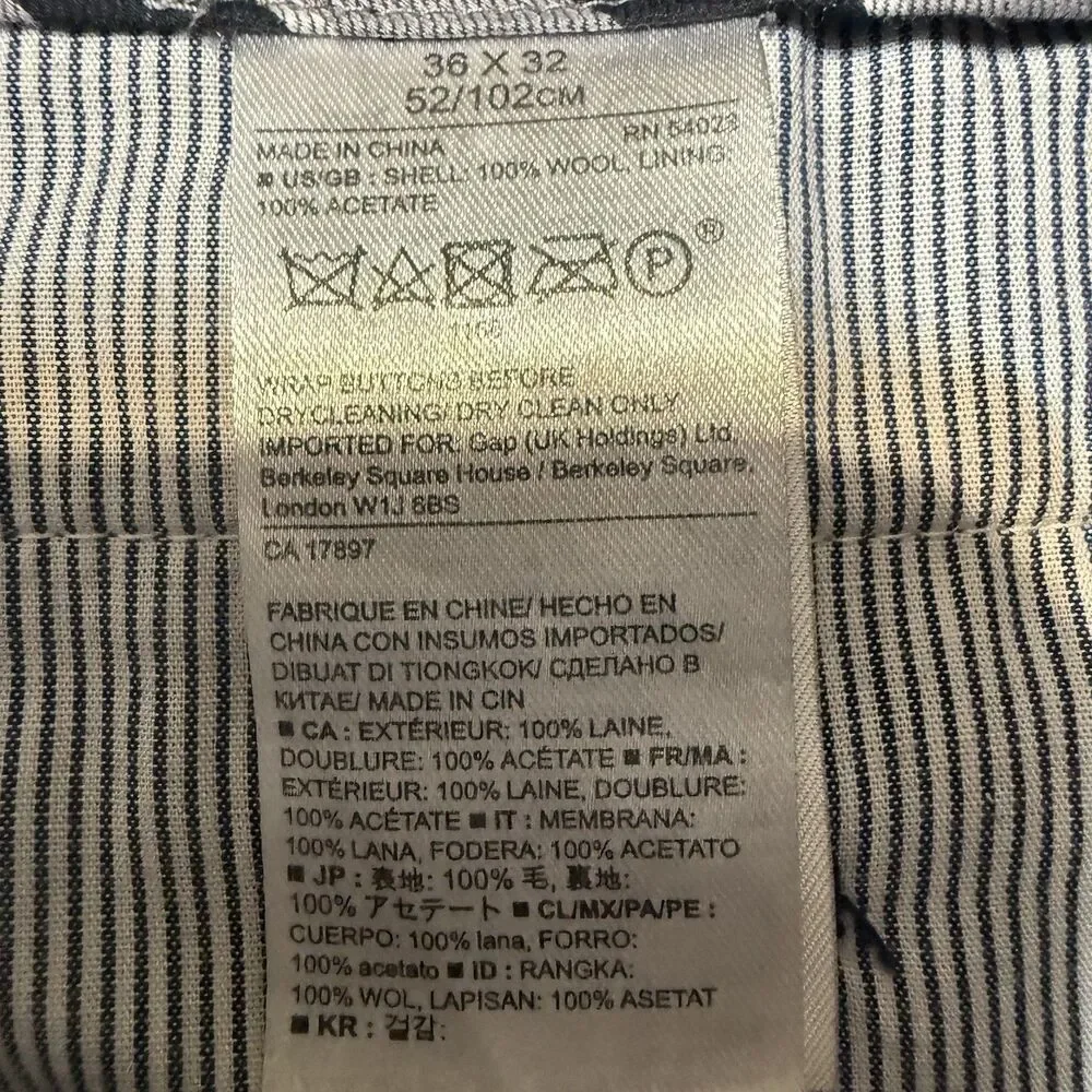 Banana Republic Marzotto Italian Wool 36 x32 Gray Plaid Pants Men's Pleated